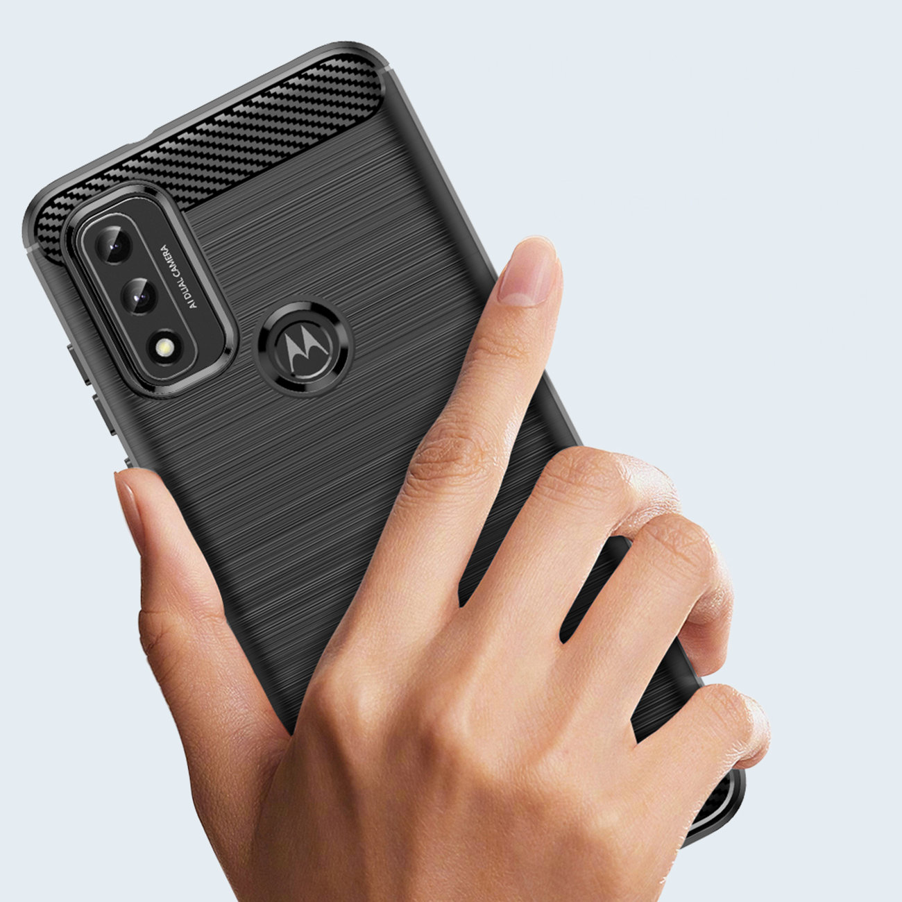 Coque Carbon Shield TPU pour Motorola Moto G Play 2023 - Noir