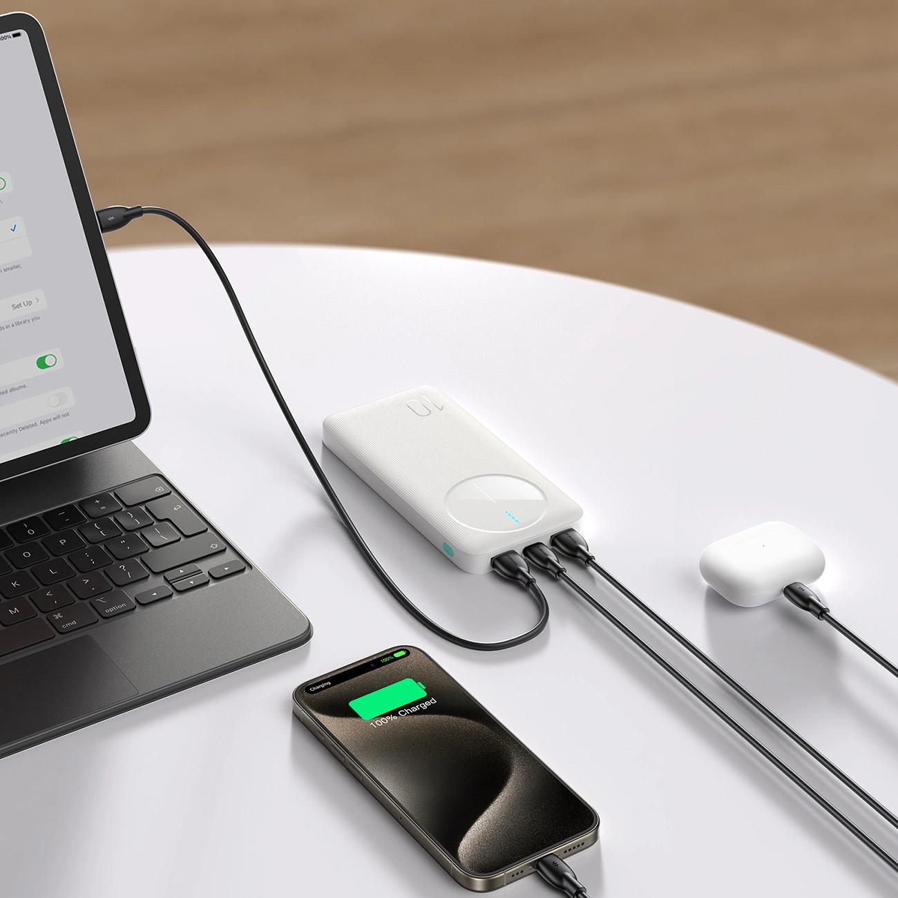 Powerbank Joyroom – 10 000 mAh, 2,4A, 2x USB-A, 1x USB-C - Blanc