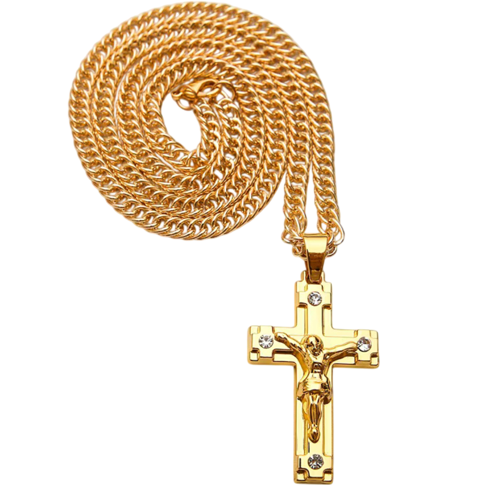 Chaîne avec Croix CR-38721 - Argentée / 60cm