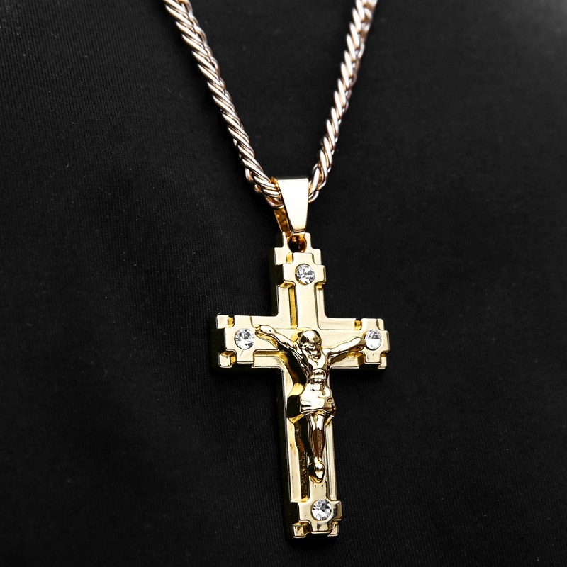 Chaîne avec Croix CR-38721 - Argentée / 60cm