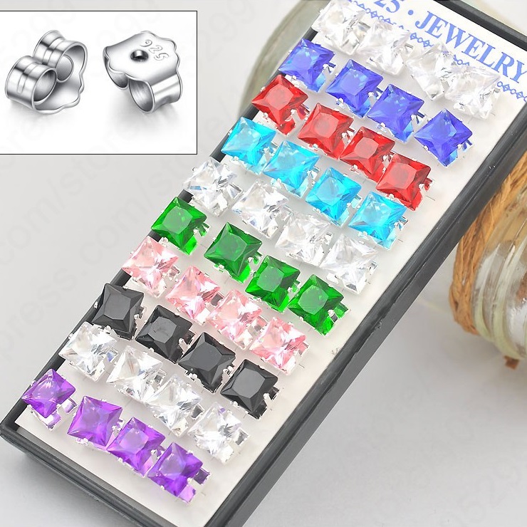 Boucles d'oreilles à clou Cubes - Noir