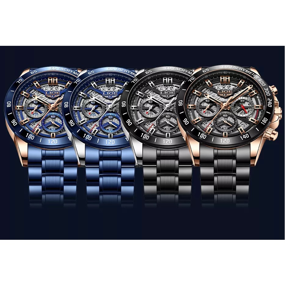 Montre LIGE SE-14654 - Bleue / Dorée