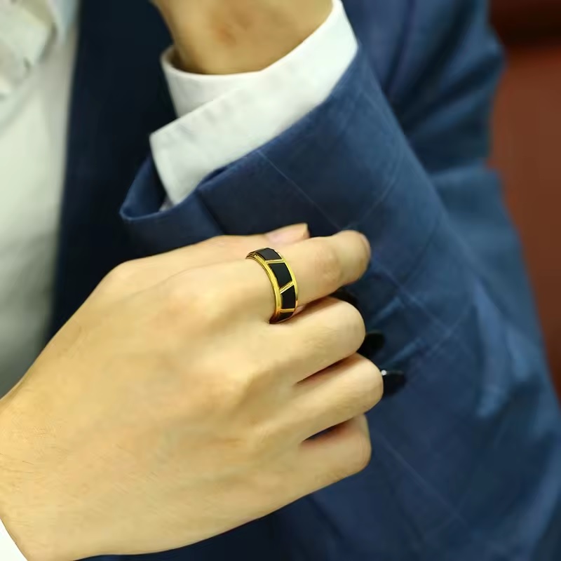 Bague ME-31993 - Or / Noir / 57mm