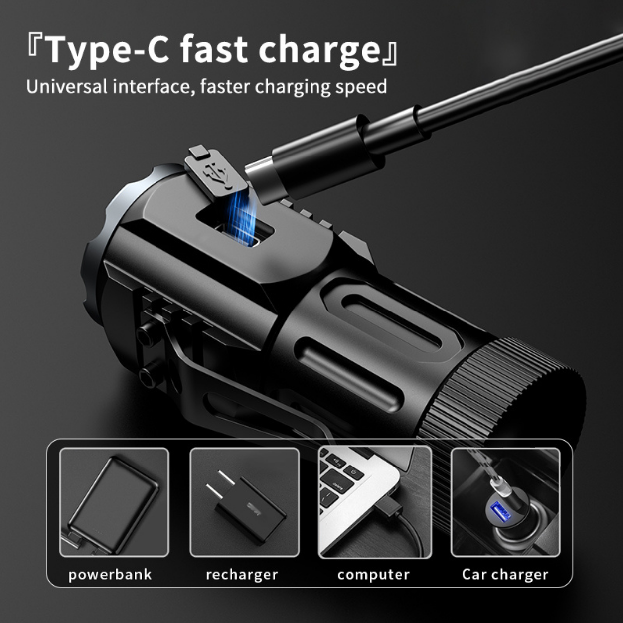 Mini lampe torche LED avec aimant - Noire