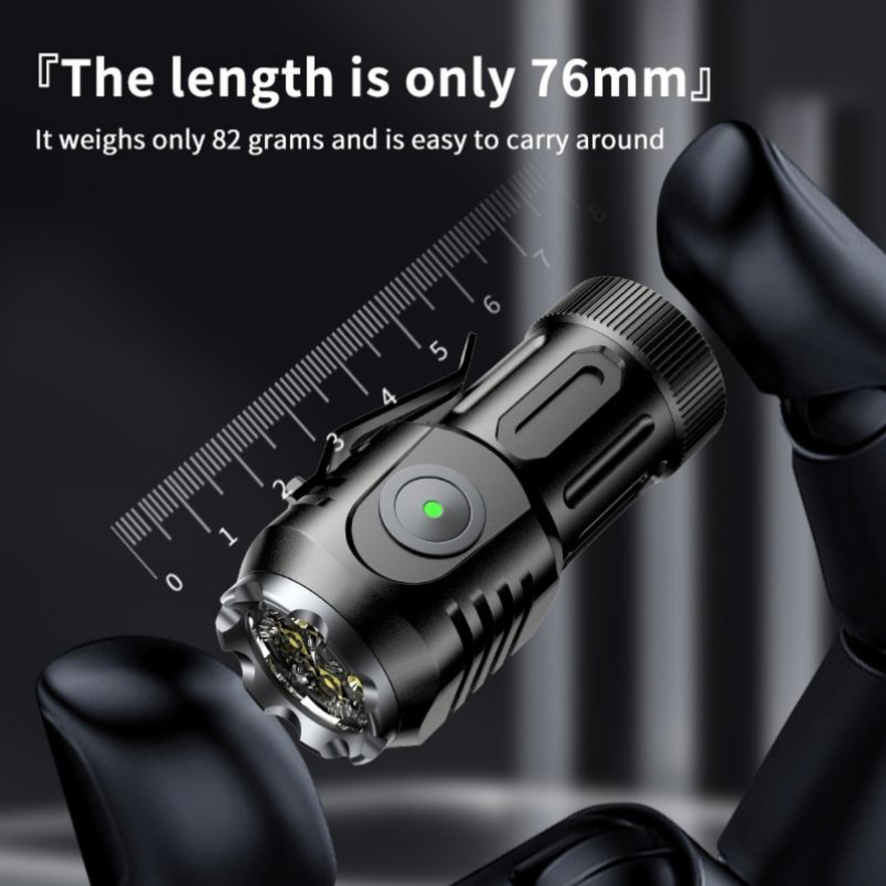 Mini lampe torche LED avec aimant - Noire