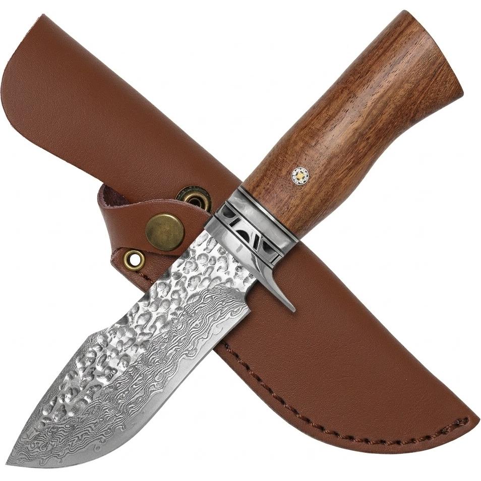 Couteau outdoor damasquiné YA-42093 - Marron