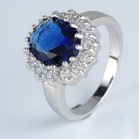 Bague DR-2156 - Argent / Bleu 53mm