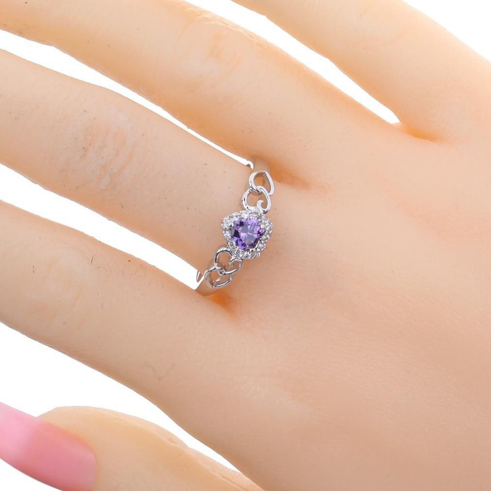 Bague HA-1614 - Argenté / Violet / 57mm