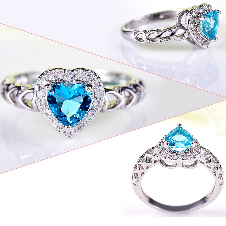 Bague Cœur en Cristal - Rose / 57mm
