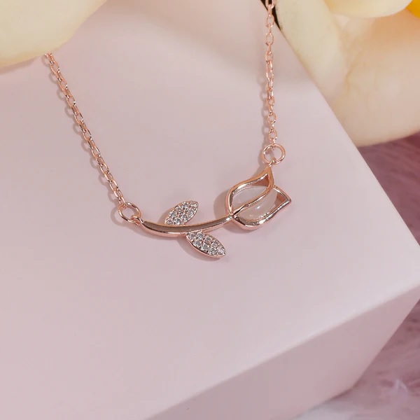 Collier Rose Flower - Or
