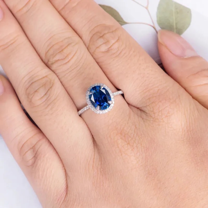 Bague RO-29919 - Argenté / Bleu / 57mm