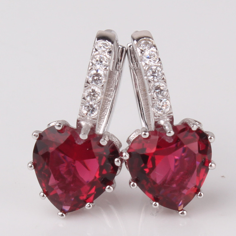 Boucles d'oreilles Silver Heart - Vert clair