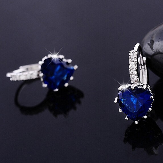 Boucles d'oreilles Silver Heart - Vert clair