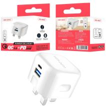 Adaptateur secteur rapide Dual - Port QC 3.0 PD 20W - Blanc