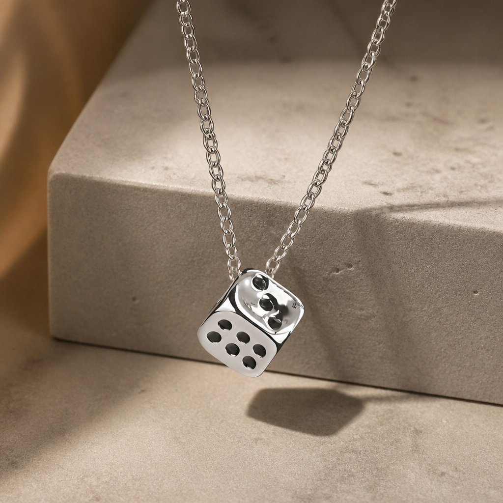 Collier Dé à jouer - Argenté
