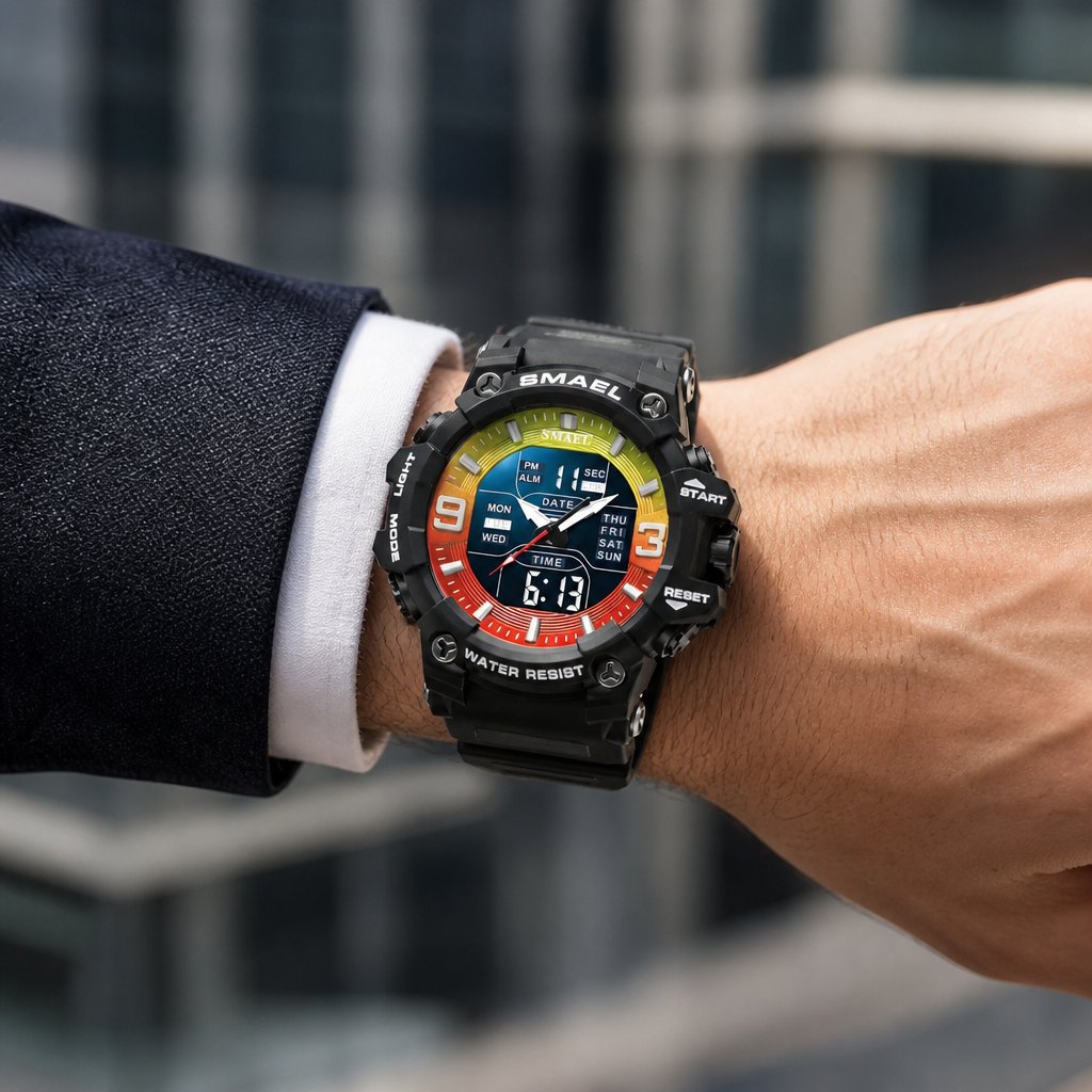 Montre SMAEL TR-29448 - Noire / Multicolore