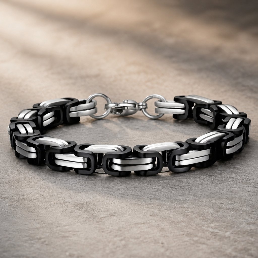 Bracelet AL-29855 - Noir / Argent / 14cm